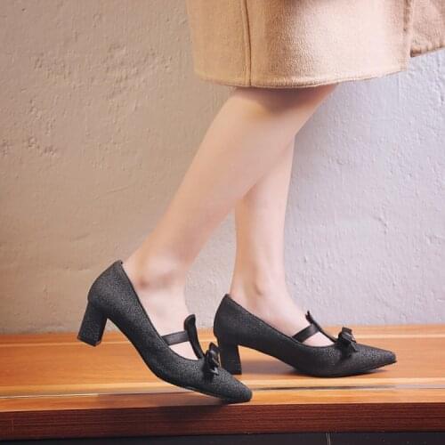 Big Size 11 12 ladies high heels women shoes woman pumps Single-shoe womens bowknot pointed high-heeled shoes
