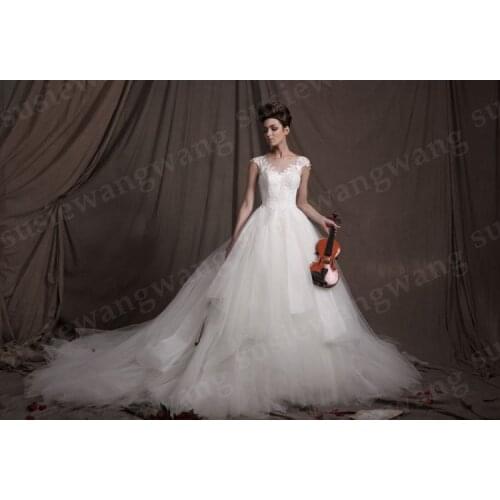 Free shipping sexy romantic 2015 v-neck bride casamento beading vestido de noiva renda Bridal Gown vintage wedding dress flower