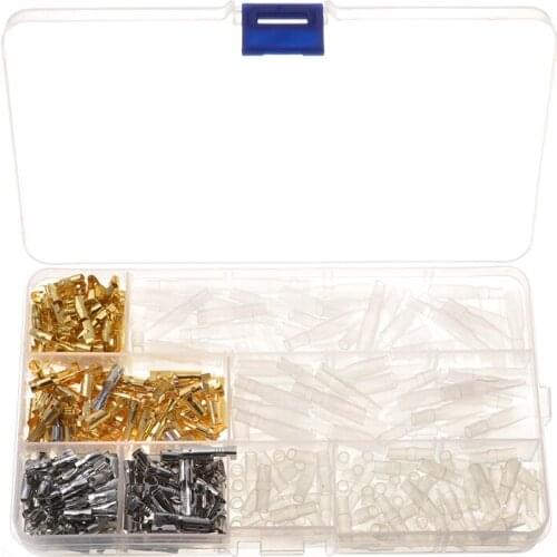 100 Sets 3.9mm Brass Bullet Crimp Terminals Connectors Male & Female Wire Connector With Insulated Covers