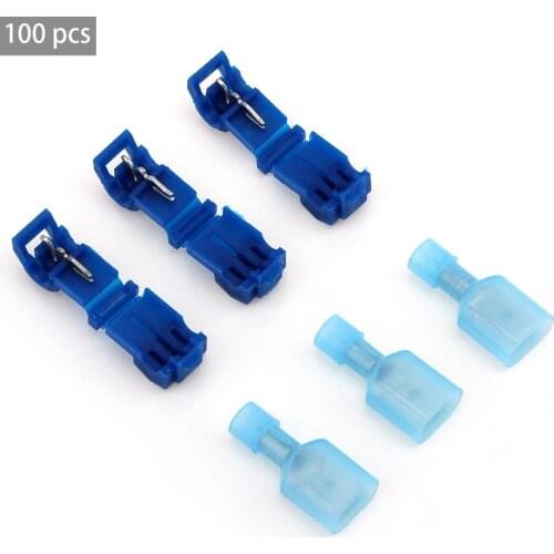 100Pcs/lot T Tap Insulated Electrical Cable Connectors Quick Splice Wire Terminal Spade Crimp Connector Female Spade Connector