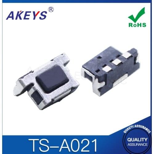 20PCS TS-A021 3*5 Tact switch 3 pin SMD/SMT vertical pressure control switch black button square button