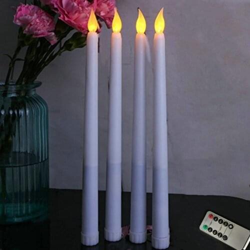 20pcs remote controlled 28cm(H) Led battery powered flameless Ivory taper candle lamp candlestick wedding table Bar Decor-AMBER