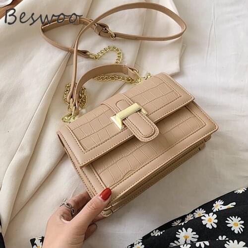 2021 Fashion Designer Bags for Women Crocodile Print Square Tote Bag High Quality Leather Womens Bag Chain Female Shoulder Bag