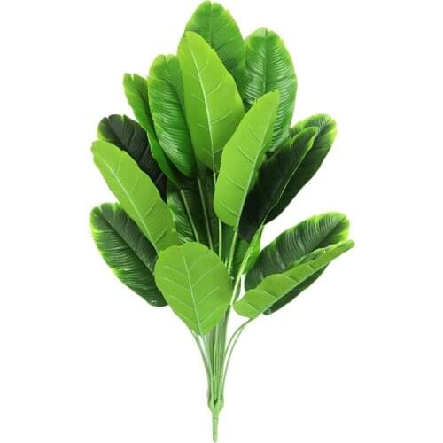 32Inch Faux Banana Tree Tropical Monstera Leaf Fake Turtle Large Palm Leaf Fern Fake Green Bushes Shrubs 18 Leaves