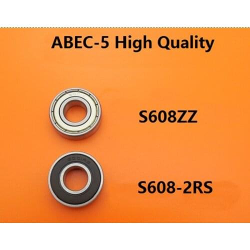 500pcs ABEC-5 S608-2RS S608ZZ S608 ZZ 2RS S608RS 8x22x7mm 8mm stainless steel bearing Deep Groove Ball bearing 608RS 608ZZ 608Z