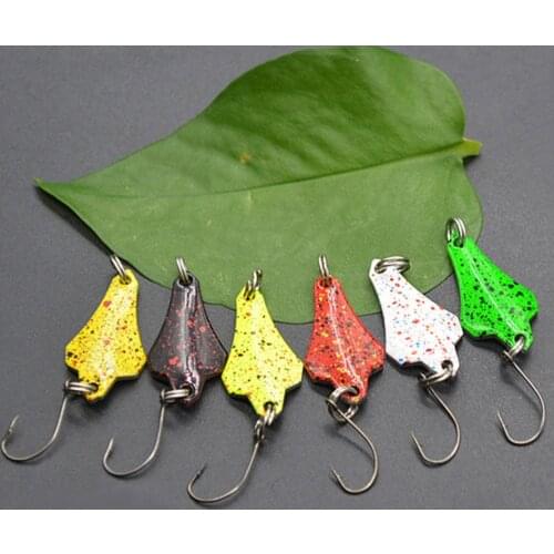 6pcs Metal Jig Small Spinner Spoon Wobbler Artificial Bait Hard Withtreble Hook Tackle Fishing Lure Trout Pesca Bass Single Hook