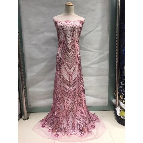 African Sequins Lace Fabric New Design Nigerian Mesh Lace Fabric French Tulle Lace Fabrics For Wedding Dress Party Sequins Lace