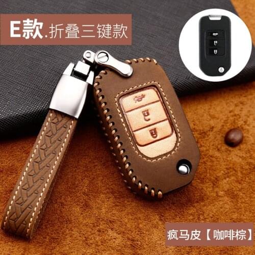 Car Handmade Leather Key Case Cover Key case For Honda Civic CR-V HR-V Accord Jade Crider Odyssey 2015- 2018 Remote Protector