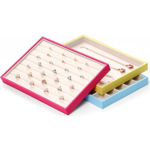 Five styles Five Colors Velvet Jewelry Tray Display Case Showcase Necklace Rings Bracelet Showcases Organizer