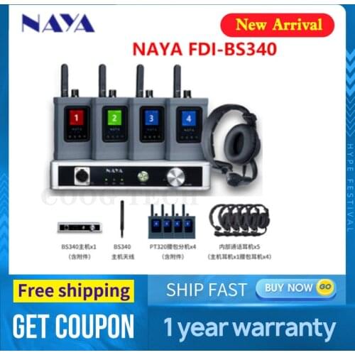 NAYA FDI-BS340 Wireless Full duplex Intercom System 2000m transmit distance Support Switcher TALLY Light Interphone
