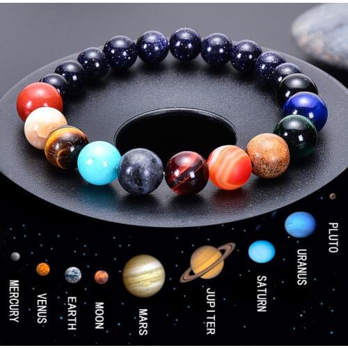 7 Chakra Natural Stone Beaded Chakra Bracelet For Women Men Eight Planets Universe Solar System Planets Bracelets Charm Jewelry