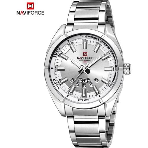 NAVIFORCE Brand Mens Watches Business Quartz Date Week Clock Stainless Steel Strap Waterproof Wristwatch Male Relogio Masculino