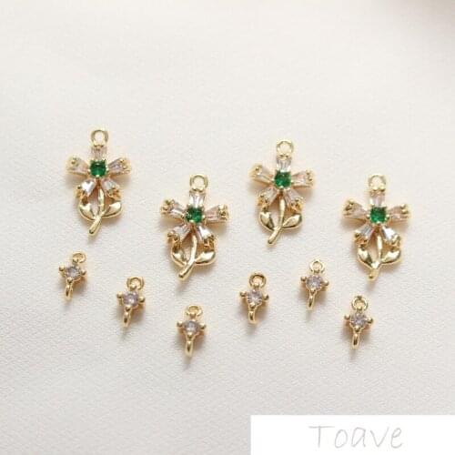 Color-preserving copper plated 18K gold inlaid zircon pendant diy earring bracelet necklace material