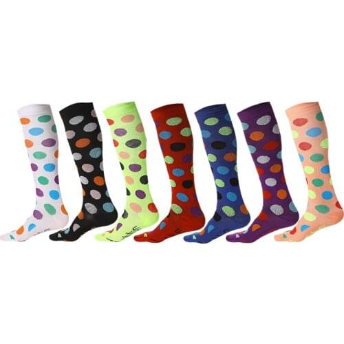 Colorful Dot Compression Socks Knee High Happy Sports Unisex Socks Running Travel Happy Long Health Compress Women Men Socks