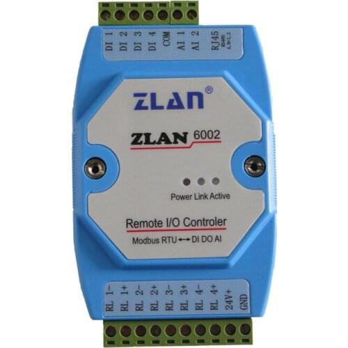 Remote IO controller 4 way digital quantity 2 way analog 4 IO 4DI 4DO 2AI ZLAN6002