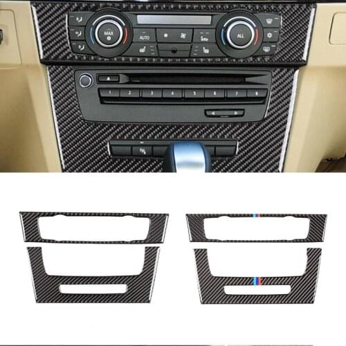 For BMW 3 Series E90 E92 E93 2005 - 2008 2009 2010 2011 2012 Carbon Fiber Car Interior Center Control CD Panel Frame Cover Trim