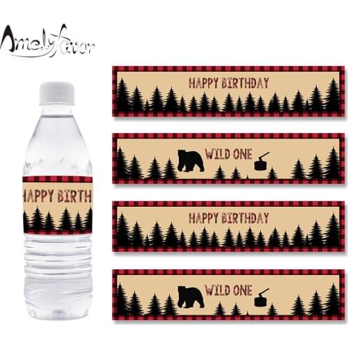 Lumberjack Party Water Bottle Labels Bear Water Bottle Labels Kids Birthday Party Decoration Supplies Lumberjack Baby Shower