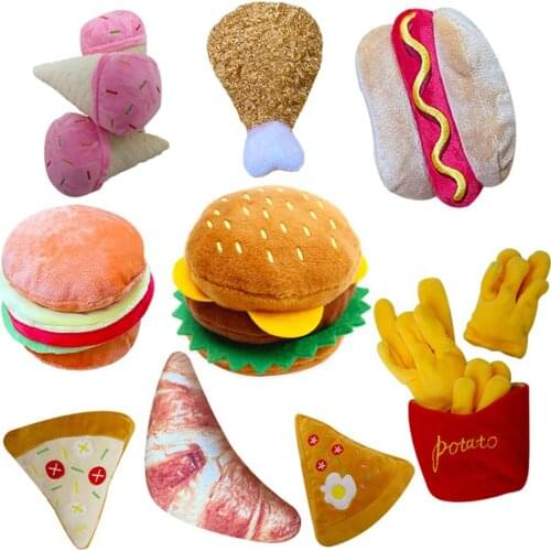 Dog Bite Toy Food Simulated Realistic Novelty Puppy Squeaker Toy Pet Playing Toy Pet Bite Sound Toy Plush Interactive Toys