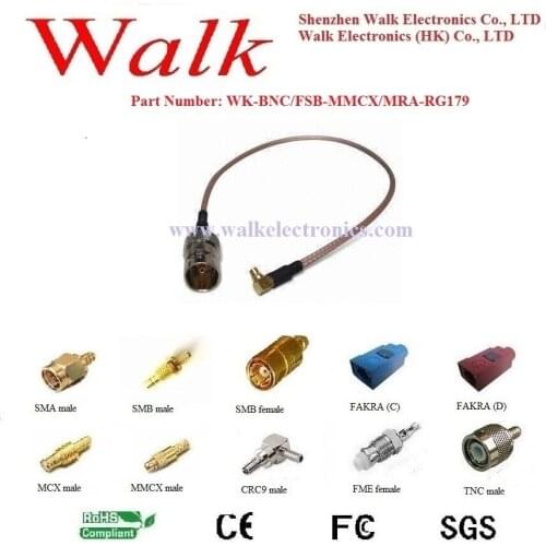 BNC female MMCX male rg179 cable, MMCX BNC rg179 cable, BNC antenna cable, MMCX RG179 communication cable, 75ohm