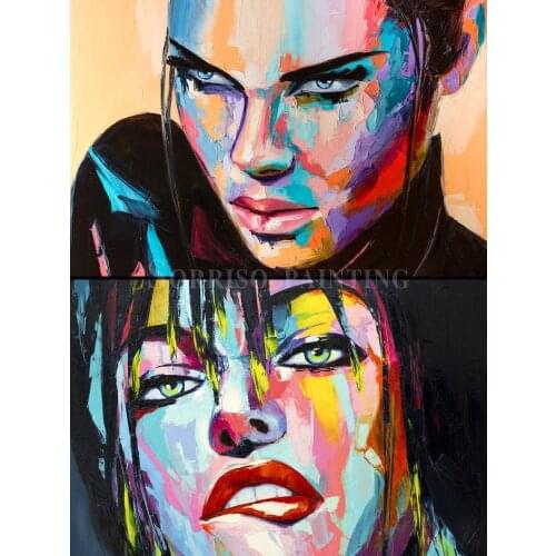 Knife Oil Painting HD Prints On Canvas Home Decor Girls Woman Figure Colorful Face Portrait Pictures Wall Art Artworks Posters