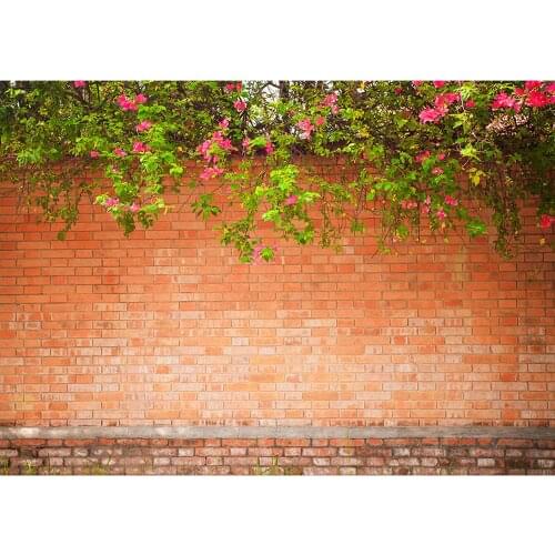 Brick Wall Flowers Photography Backdrops Computer Printed Background for Children Baby Portrait Lovers Photobooth Photo Studio