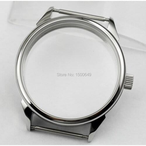 Corgeut 42mm Polished Stainless Case Fit 6497-6498 Mechanical Hand Wind Movement hardened mineral glass watchcase