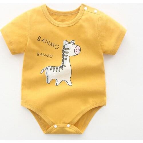 Summer Baby Rompers Newborn Short Sleeve Toddler Bodysuit Kids Boy Girls Cartoon Horse Printed Jumspuits Casual Outfits Costumes