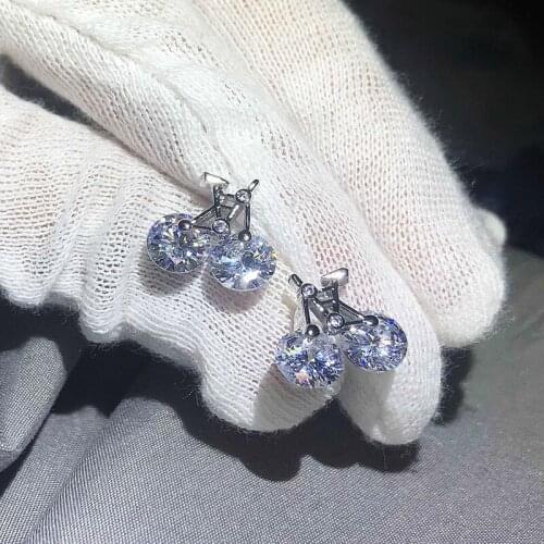 Hot sale 1pc white zircon Earring for women wedding party engagement jewelry gift Earring Geometric wholesale