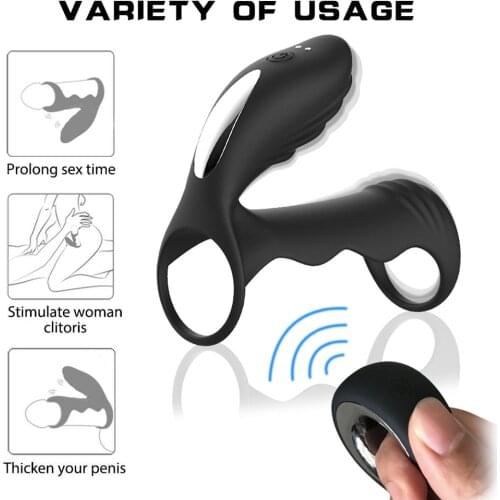 Vibrating Penis Ring Remote Control G Spot Clitoris Stimulate Massager Delay Ejaculation Cock Ring Sex Toy for Couple Men