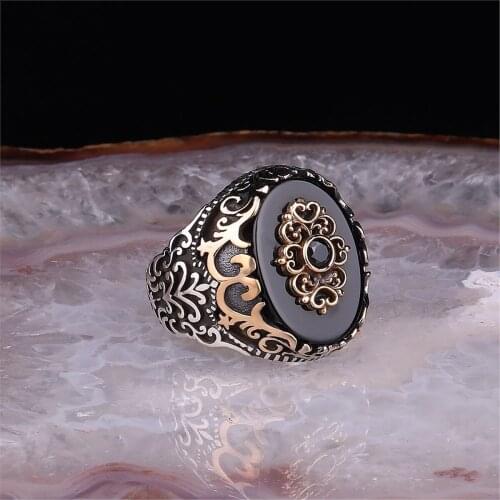 Onyx Gemstone 925 Sterling 925 K Silver Men 'S Ring