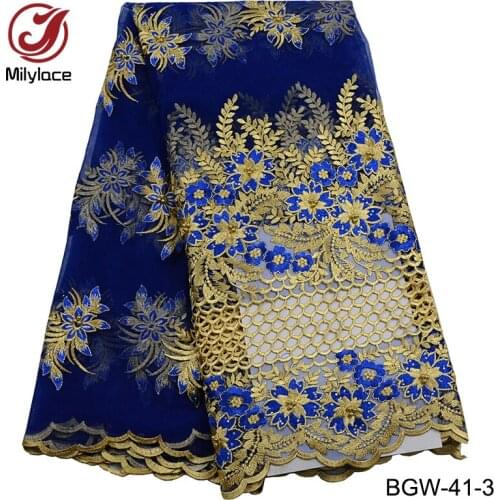 New coming lace fabric african tulle high quality beads embroidery tissue material french net lace fabric for dress BGW-41