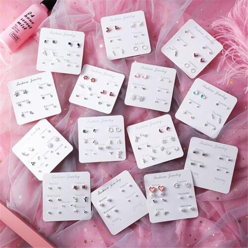 NEW Fashion Women Stud Earrings Heart-Shaped Earrings Geometric Stud Earrings Suit Jewelry Accessories