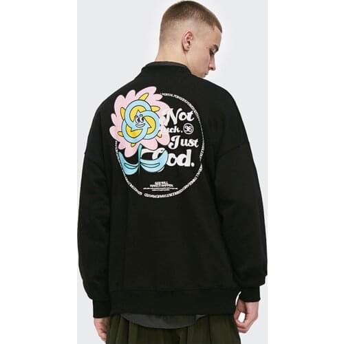Hip Hop Streetwear Hoodie 2020SS Autumn Winter Pullover Men Cotton Loose Black Spin Sunflower Print Harajuku Hoodie Swatshirt
