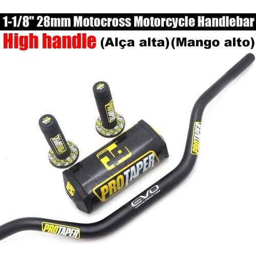High handle 1 1/8" Fat Bar 28MM Handlebars + Grips + Bar Pad Motorcycle MX Motocross Pit Dirt Bike for EXC CRF YZF250 KLX RM
