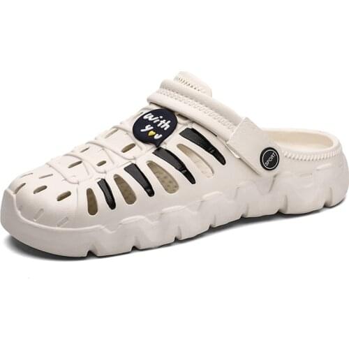 New Men Sandals Summer Hole Shoes Rubber Clogs Boy Garden Shoes Blue Camouflage Beach Flat Sandals Slippers