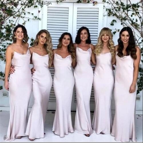 Sexy V Neck Long Bridesmaid Dresses 2020 Spaghetti Strap Mermaid Wedding Party Dress Vestido De Fiesta De Boda