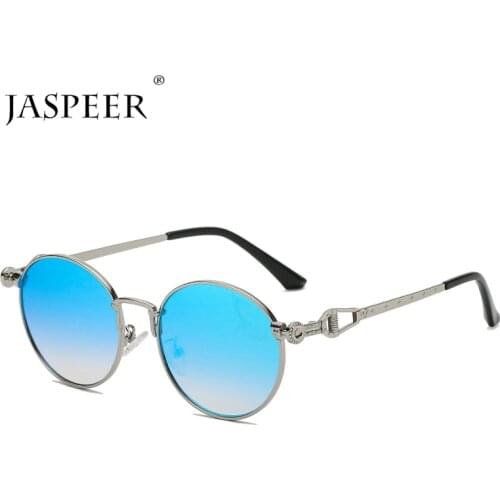 JASPEER Retro Round Sunglasses Men Brand Designer Classical UV400 Driving Sun Glasses Women Punk Mirror Shades Metal Eyewear