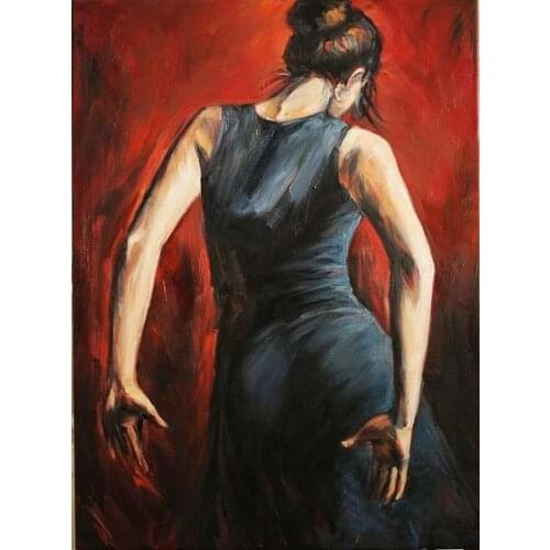 Modern Flamenco Dancer Oil Painting for Living Room Wall Decor Modern Canvas Art Sexy Woman Painting Handpainted