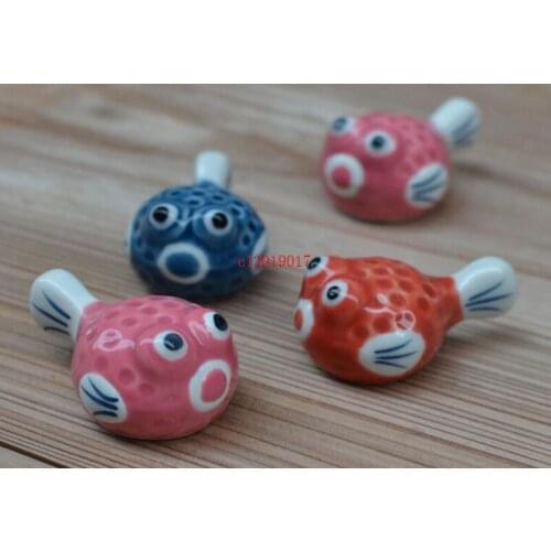Puffer fish chopsticks stand ceramic chopsticks hand-painted cute cartoon and wind