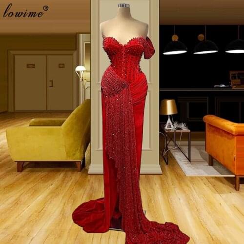 Plus Size Red Evening Dresses Long Mermaid Evening Gowns Middle East Prom Party Dresses For Women 2020 вечерние платья Wholesale