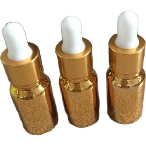 10ML 15ML 20ML 30ml Gold Bottle Golden Dropper Bottle Gold-plated Essential oil Packaging Bottle Small Vial, 20 pieces/Lot