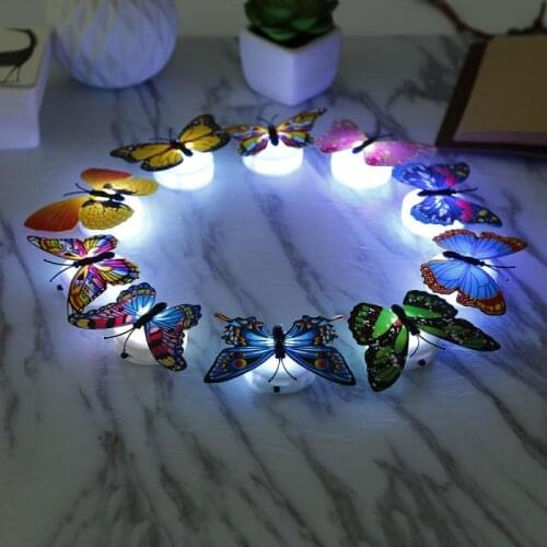 10Pcs Butterfly LED Night Light Colorful Night Light Home Room Party Wall Decor Outdoor Garden Holiday Decoration Lighting