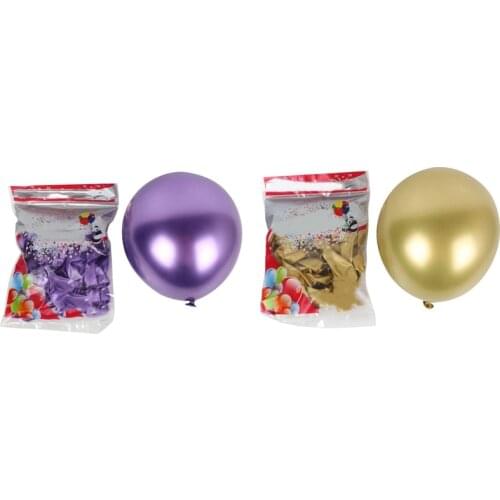 100Pcs 10 Inch Metallic Latex Balloons Thick Chrome Glossy Metal Pearl Balloon Globos for Party Decor - Gold & Purple