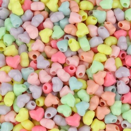 200pcs Acrylic Charm Beads Multi-style Heart Shape Spacer Beads For DIY Making Bracelets Necklace Loose Beads Jewelry Findings