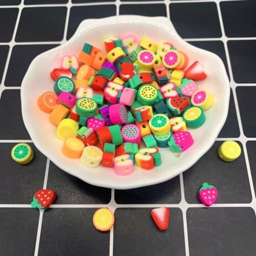 30pcs 10mm Fruit Face Beads Polymer Clay Spacer Loose Beads For Jewelry Making DIY Handmade Jewelry Crafts#03