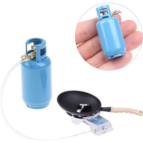 4Pcs/Set 1/12 Dollhouse Miniature Kitchen Alloy Gas Stove Tank Utensils Tool Toy Dollhouse Utensil Toy For Kids