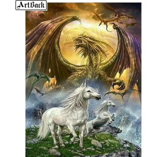 5D DIY Diamond Painting Unicorn Dragon Full Drill Square Resin Rhinestone Mosaic 3d Diamond Embroidery Kit