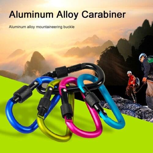 Camping Aluminum D-Ring Screw Locking Carabiner Mountaineering Carbine Clip Buckle D-ring Lock Key Safe Camping Hiking Clip
