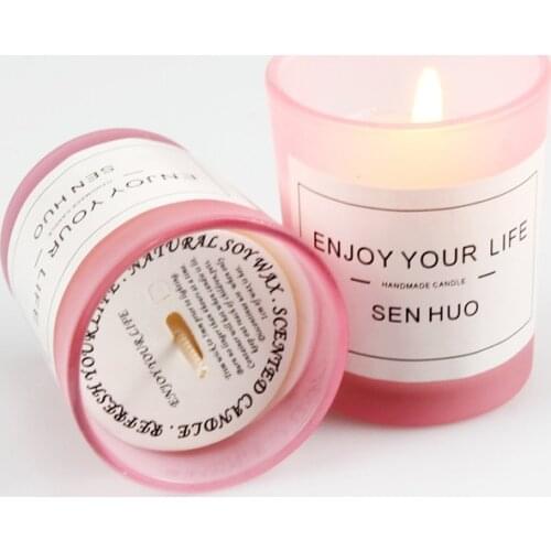 Aromatherapy soy wax scented candle Glass Teacup Smokeless Fragrant Rose Jasmine Lavender Candlestick birthday gift home decor