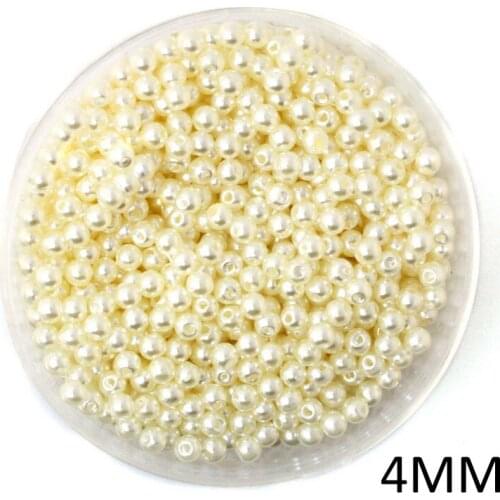 1000PCS/lot 4MM ABS Ivory Imitation Pearl Beads Wholesale Round Plastic Ball European Spacer Hole Beads For DIY Jewelry Making